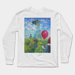 Woman with a Parasol, Clown with a Balloon Long Sleeve T-Shirt